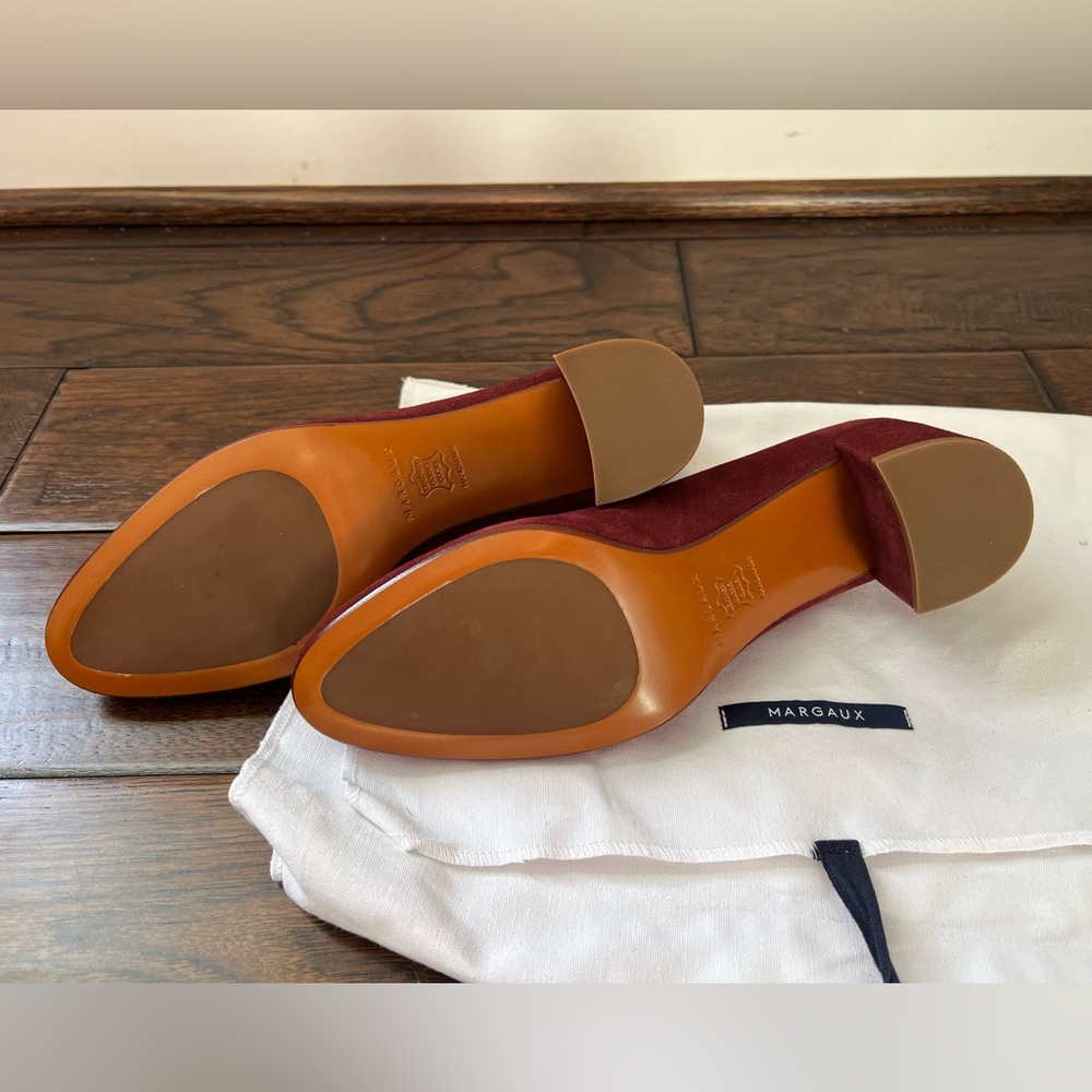 New! Gorgeous Margaux Burgundy Suede Heels, Size 39 - Picture 5 of 11